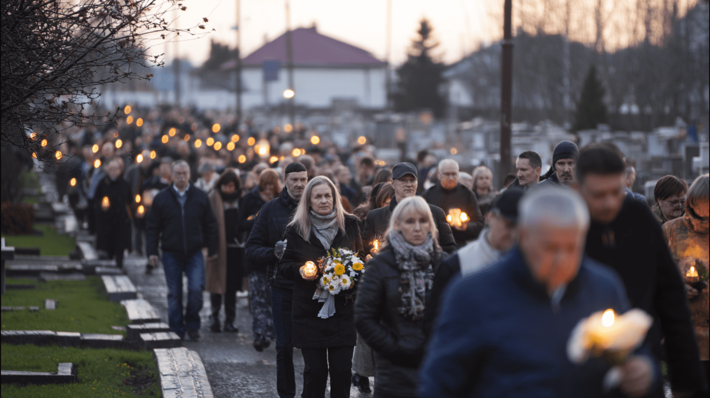 Kobieta dobierająca elegancką czarną odzież przed szafą, ilustrująca jak ubrać się na pogrzeb z szacunkiem i klasą.