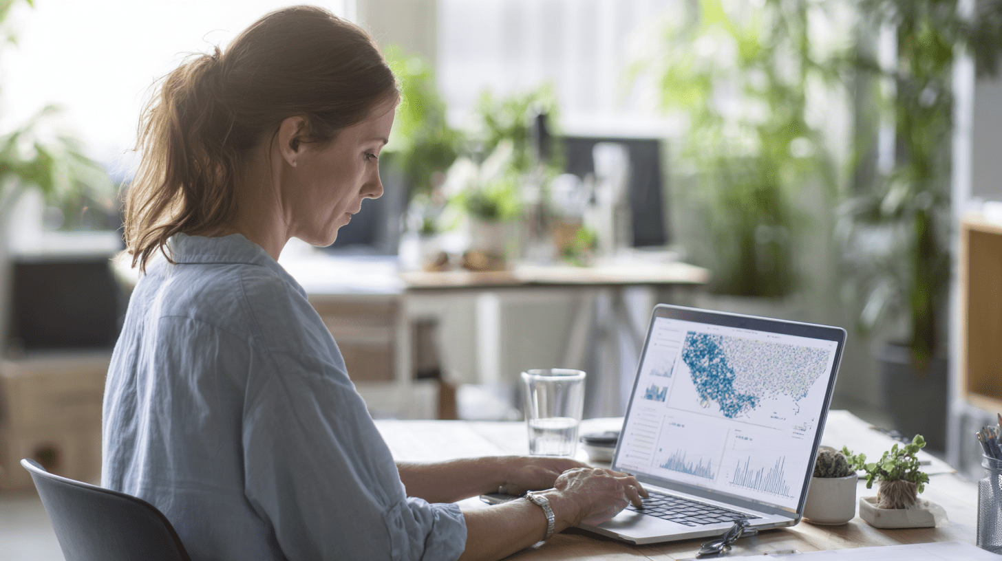 Przedsiębiorca planujący lokalną strategię marketingową i skuteczny magnes reklamowy na samochód w biurze.