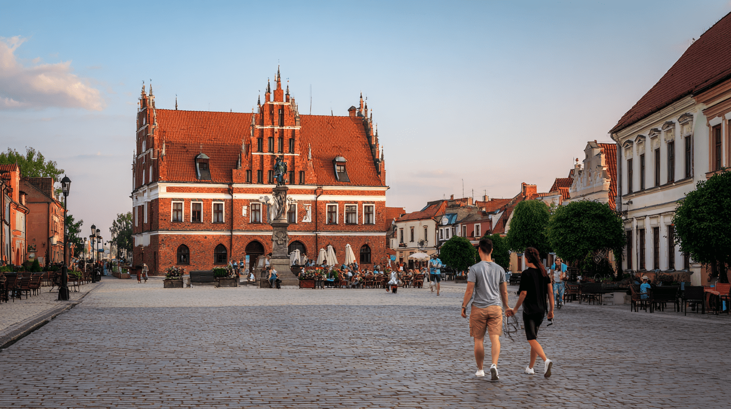 Słoneczny Rynek Starego Miasta i zabytkowy Ratusz jako główne atrakcje Sandomierza podczas weekendowego zwiedzania