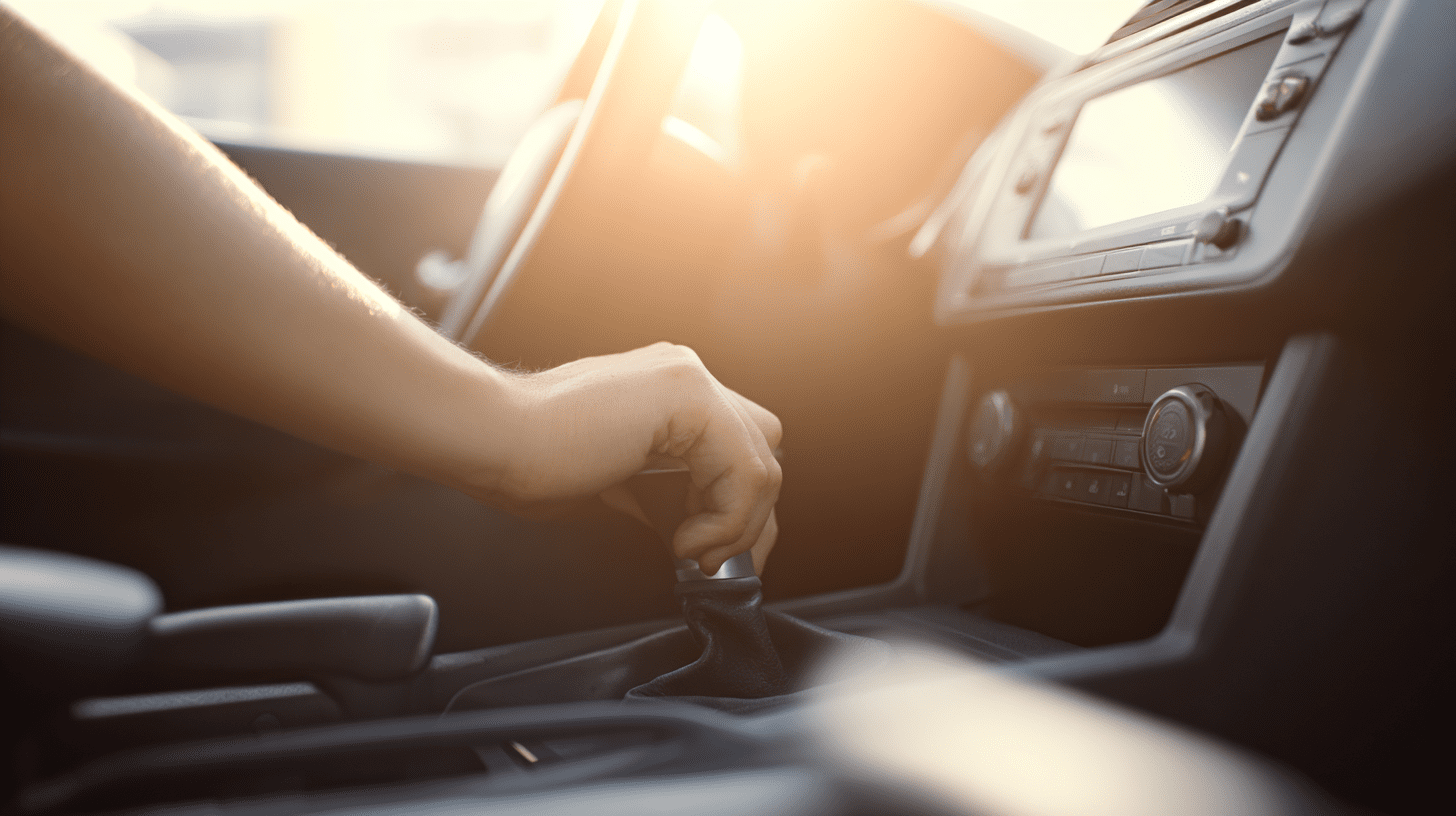 Wnętrze samochodu z widoczną automatyczną skrzynią biegów i kierowcą, ilustrujące prawo jazdy na automat z kodem 78.